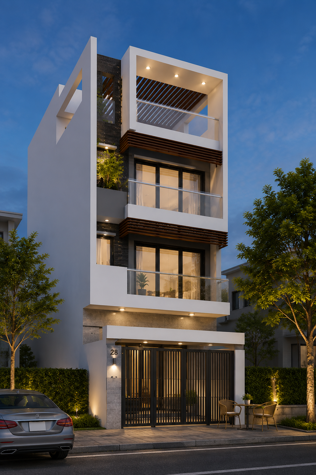 Thiết kế nhà phố 4 tầng ở khu dân cư T30
